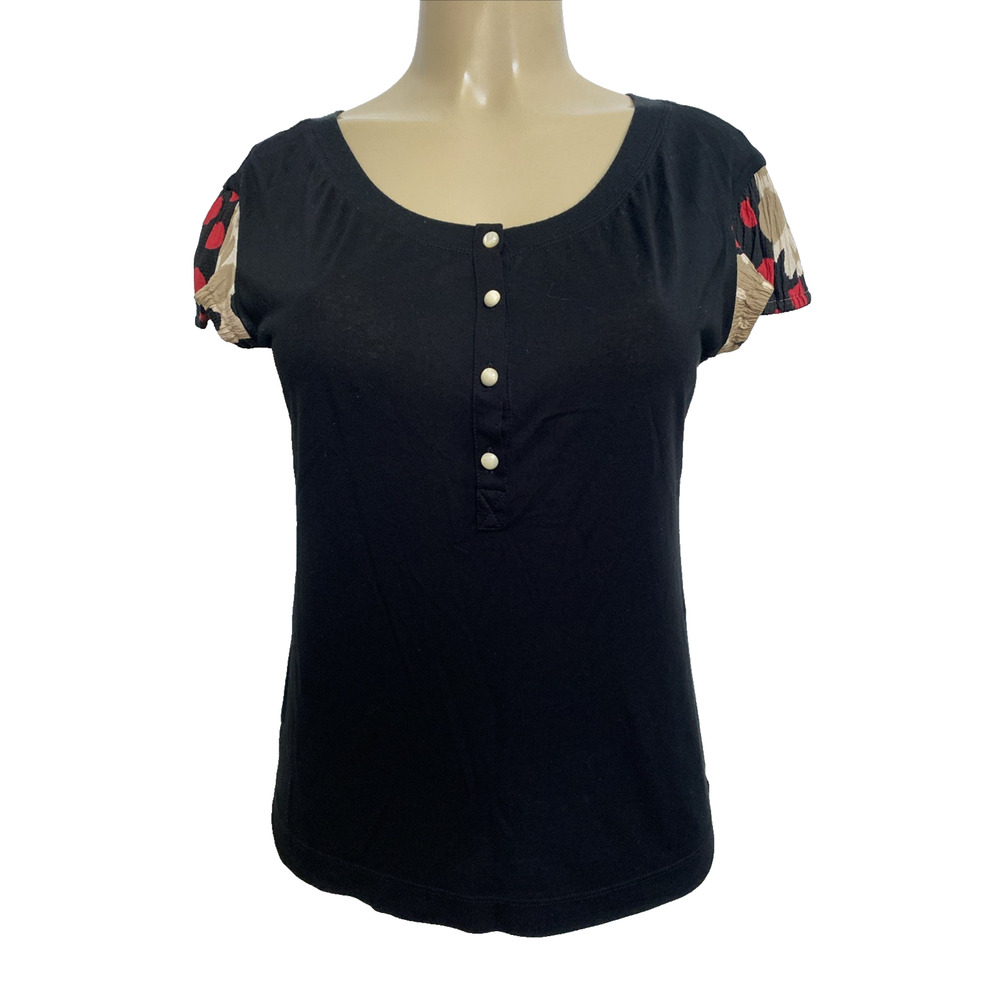 Moschino Cheap and Chick Top Blouse Cap Sleeve Black Round Neck Shirt 10 M